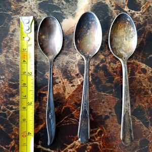 3 Vintage Silver Plated Dessert Spoons (1) 1847 Rogers Bros And  (2) Fairfield.